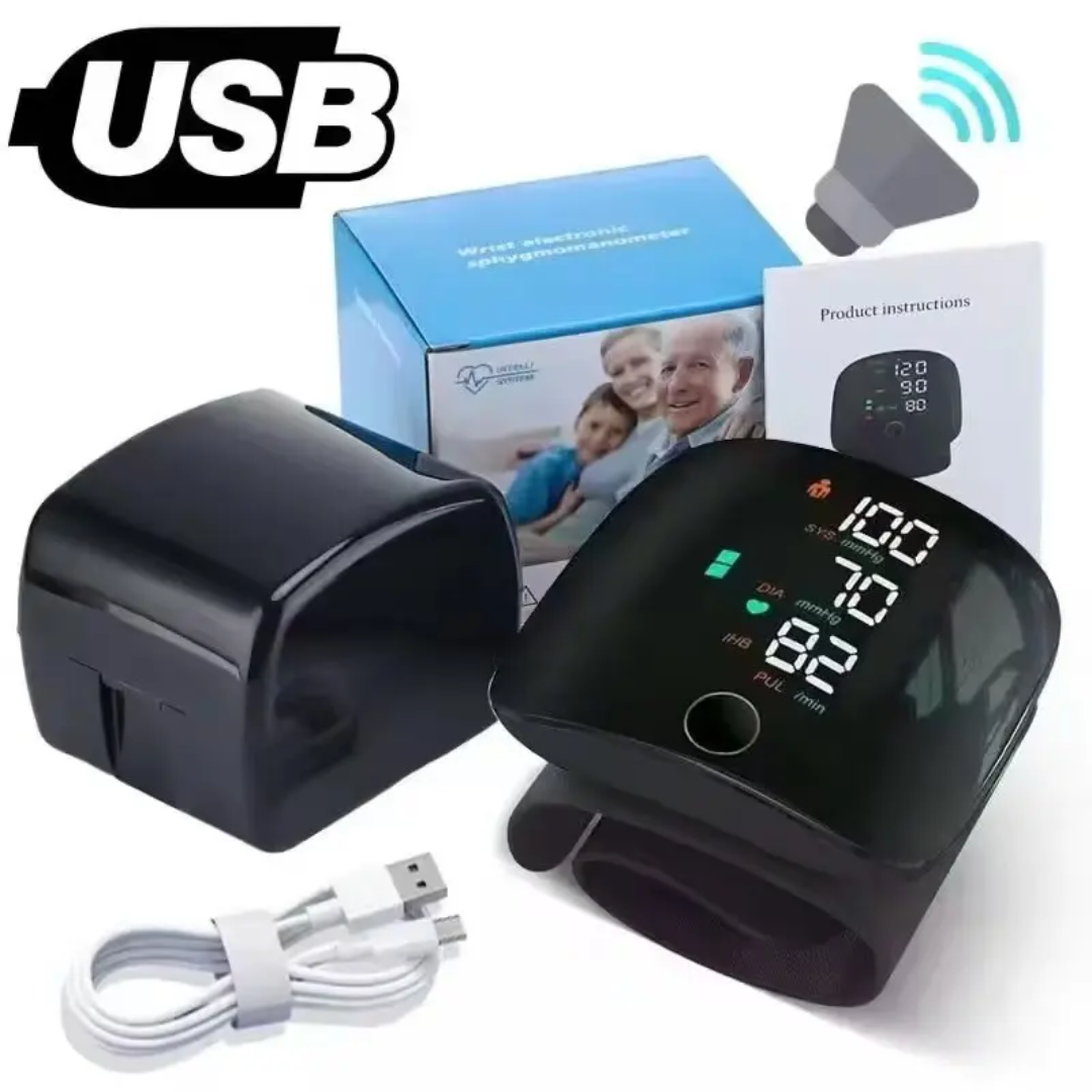 USB Rechargeable Smart Wrist Blood Pressure Monitor | Digital BP & Pulse Checker